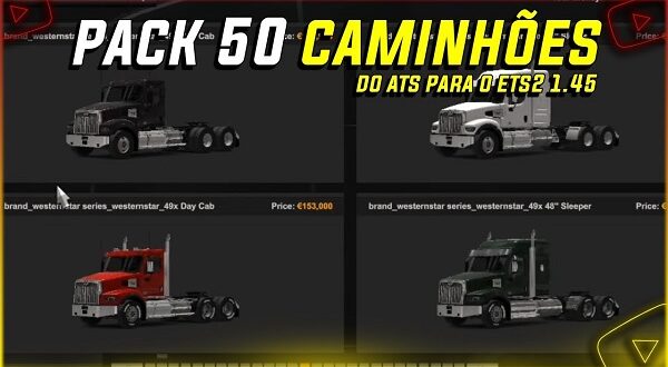 Pack de 50 Caminhões Mods Ets2 1.45