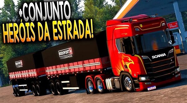 Scania Heróis da Estrada + Rodotrem Arqueado Mod Ets2 1.47