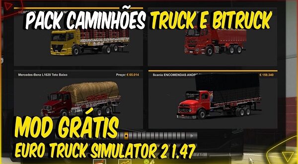 Pack de Caminhões Truck e Bitruck Qualificados Mod Ets2 1.47